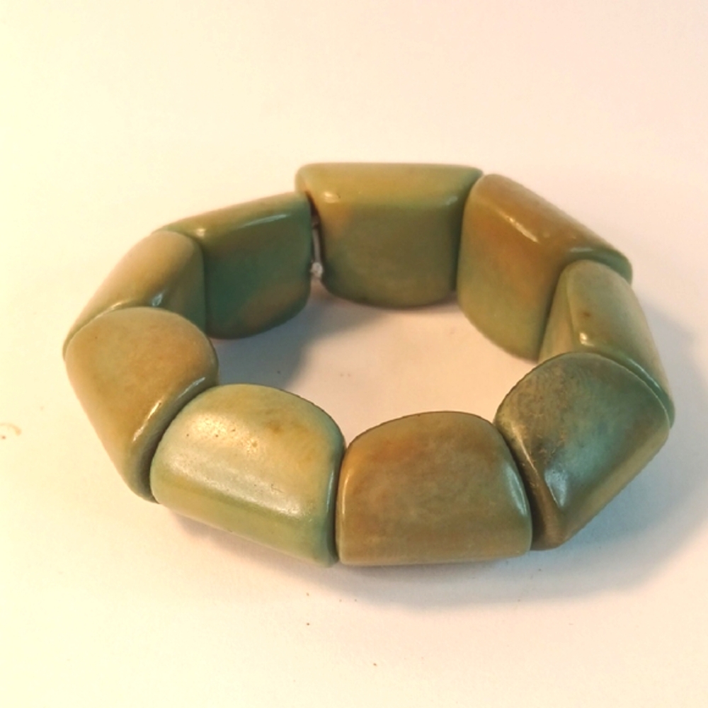 Vintage Green Beaded Bracelet Natural Stone Jewelry